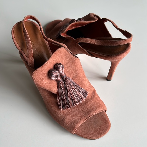 Charles & Keith Suede Leather Tassel Heels - Picture 7 of 16